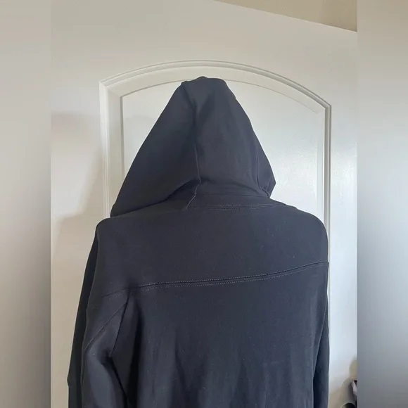 Prada Milano Black Zip-Up Hoodie – Made in Italy – Size L – Red Logo Sleeve